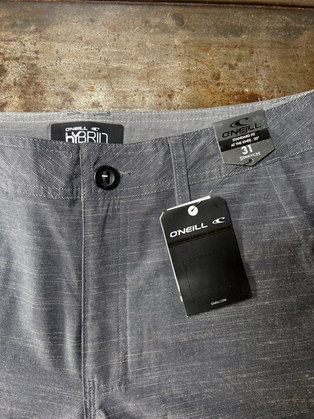 O'Neill Hybrid “Locked Slub” Shorts Gray Flat Front Shorts Men’s Size 31 NWT - Picture 2 of 12